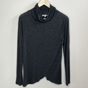 ZENANA Outfitters Small Gray Long Sleeved Cowl Neck Blouse